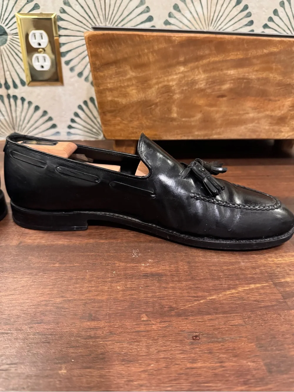 Johnston & Murphy Black Leather Tassel Loafers
